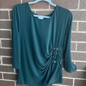Calvin Klein Teal Blouse with Side Detailing, EUC